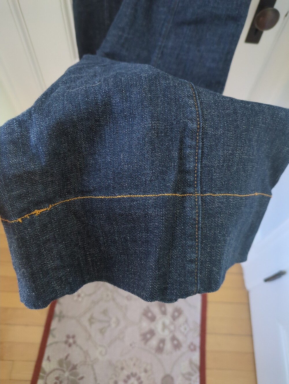 Anthro wide leg Pilcro dark denim Jumpsuit Overall 8 M - Picture 6 of 10